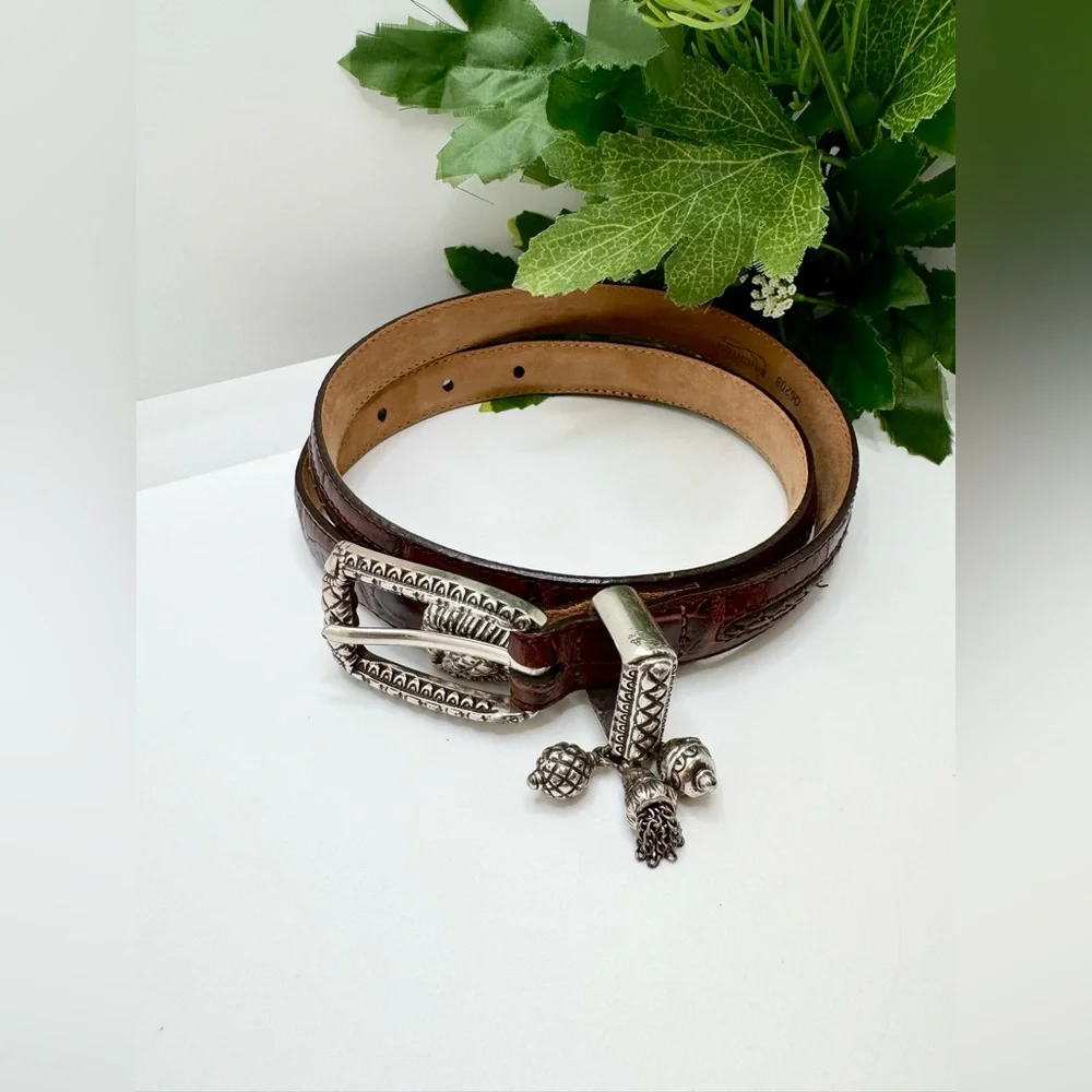Vintage Brighton Women's  Brown Leather Belt Embelishments